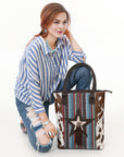 OHLAY Tote Hair On Upcycled Canvas  Genuine Leather Women Bag Western Handbag Purse