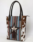 OHLAY Tote Hair On Upcycled Canvas  Genuine Leather Women Bag Western Handbag Purse