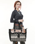 OHLAY Tote Hair On Upcycled Canvas  Genuine Leather Women Bag Western Handbag Purse