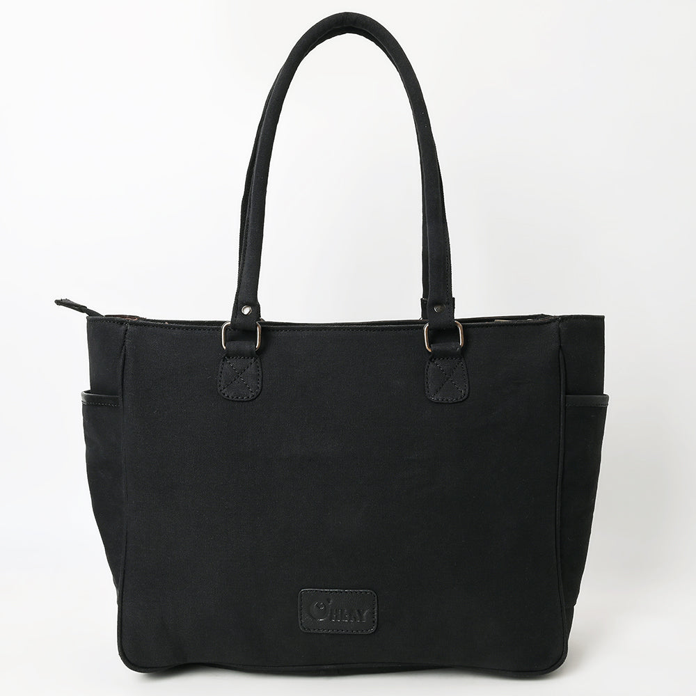 OHLAY Tote Hair On Upcycled Canvas  Genuine Leather Women Bag Western Handbag Purse