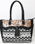 OHLAY Tote Hair On Upcycled Canvas  Genuine Leather Women Bag Western Handbag Purse