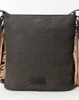 OHLAY Large Crossbody Hand Tooled Upcycled Canvas  Genuine Leather Women Bag Western Handbag Purse