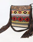 OHLAY Large Crossbody Hand Tooled Upcycled Canvas  Genuine Leather Women Bag Western Handbag Purse