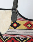 OHLAY Tote Hair On Upcycled Canvas  Genuine Leather Women Bag Western Handbag Purse