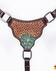 HILASON Western Horse Hand Carved American Leather Breast Collar Headstall
