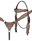 Hand-Carved Leather Western Headstall And Breast Collar Set For Training And Showing