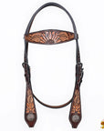 HILASON Western Horse Headstall & Breast Collar American Leather Floral Carving