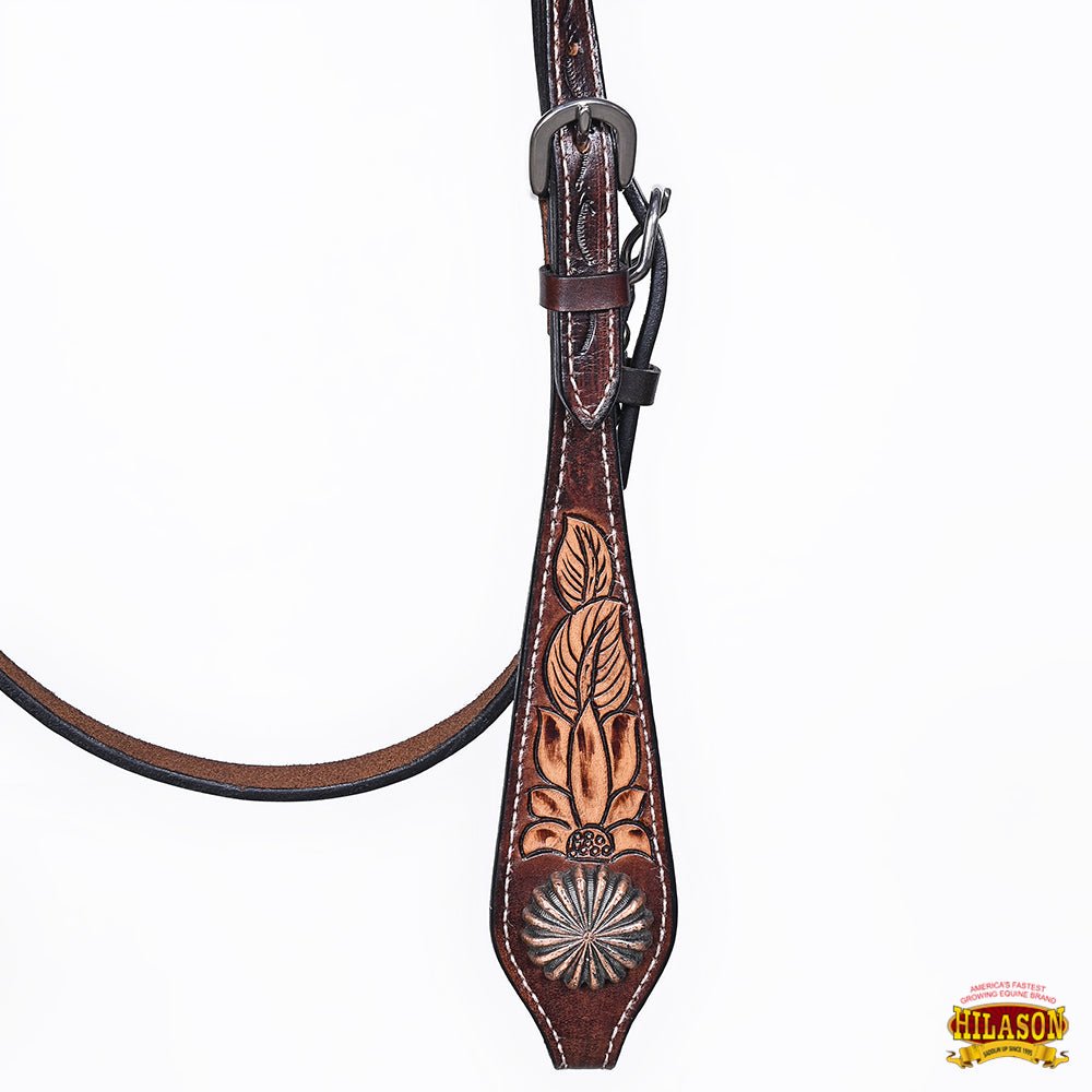 HILASON Western Horse Headstall &amp; Breast Collar American Leather Floral Carving