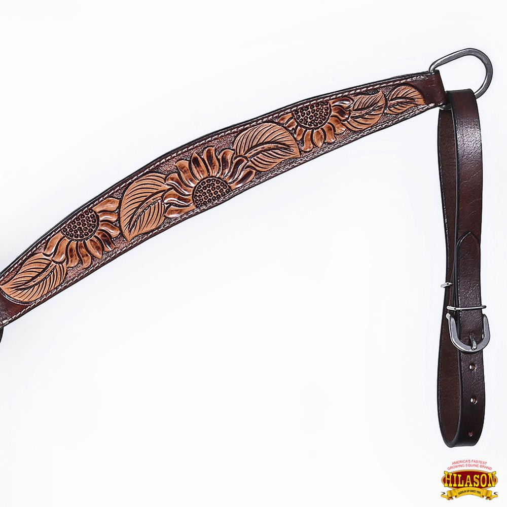 HILASON Western Horse Headstall &amp; Breast Collar American Leather Floral Carving