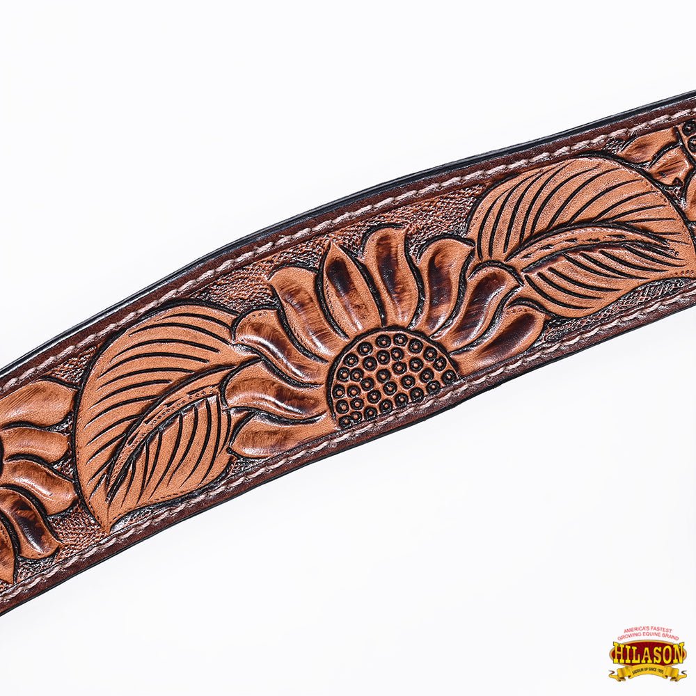 HILASON Western Horse Headstall &amp; Breast Collar American Leather Floral Carving