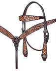 HILASON Western Horse Headstall & Breast Collar American Leather Floral Carving
