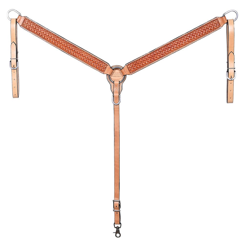 HILASON Western Horse Headstall &amp; Breast Collar American Leather Floral Carving