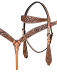 Hand-Carved Leather Western Headstall And Breast Collar Set For Training And Showing