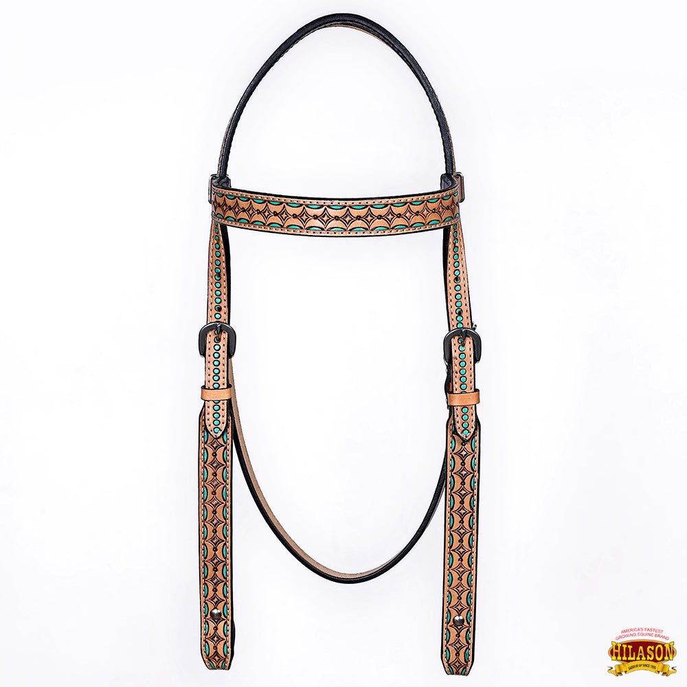 HILASON Western Horse Headstall &amp; Breast Collar American Leather Floral Carving