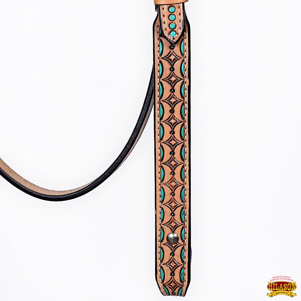 HILASON Western Horse Headstall &amp; Breast Collar American Leather Floral Carving