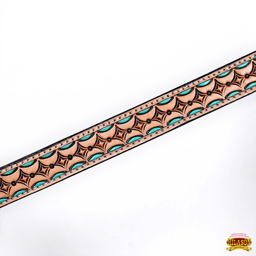 HILASON Western Horse Headstall &amp; Breast Collar American Leather Floral Carving