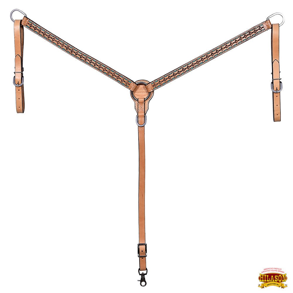 HILASON Western Horse Headstall &amp; Breast Collar American Leather Floral Carving