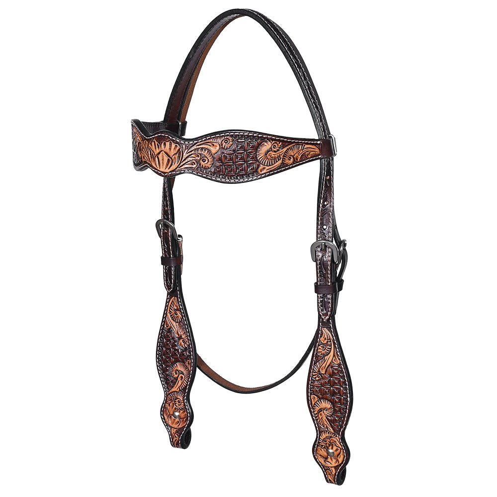 HILASON Western Horse Headstall &amp; Breast Collar American Leather Floral Carving