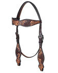 HILASON Western Horse Headstall & Breast Collar American Leather Floral Carving