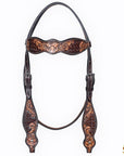 HILASON Western Horse Headstall & Breast Collar American Leather Floral Carving
