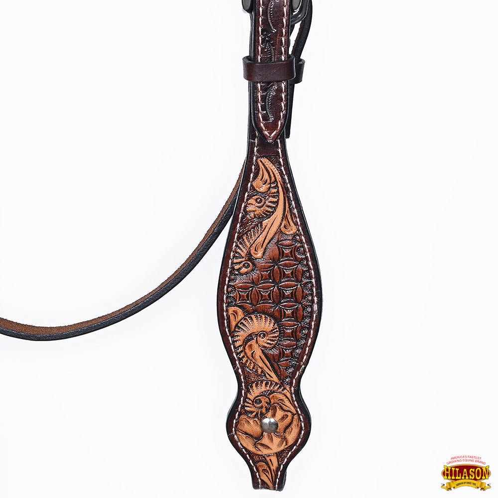 HILASON Western Horse Headstall &amp; Breast Collar American Leather Floral Carving