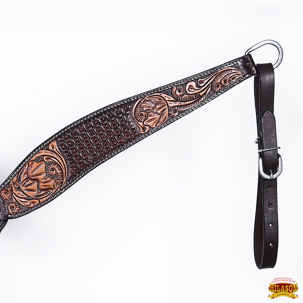 HILASON Western Horse Headstall &amp; Breast Collar American Leather Floral Carving