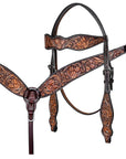Hand-Carved Leather Western Headstall And Breast Collar Set For Training And Showing