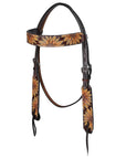 HILASON Western Horse Headstall & Breast Collar American Leather Floral Carving
