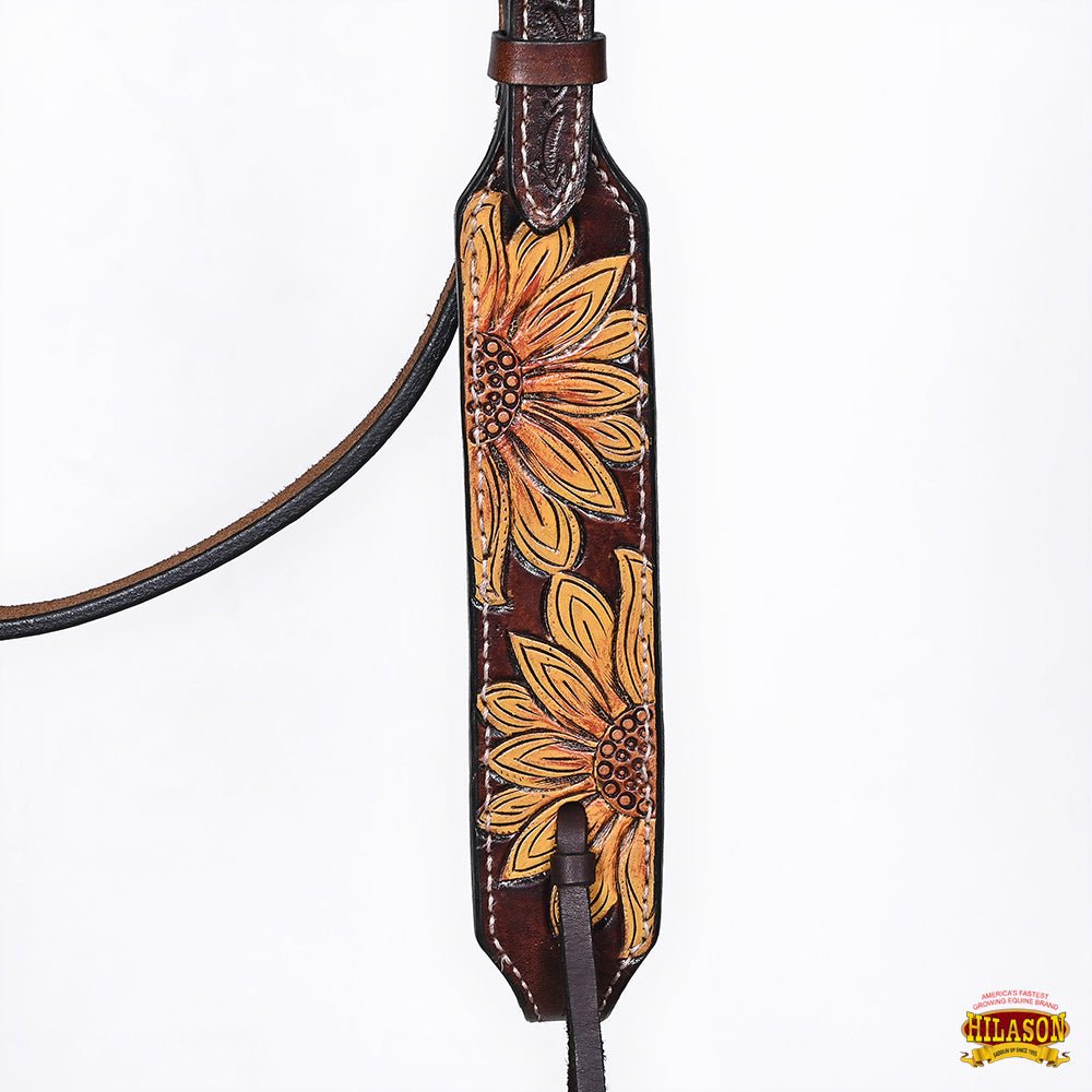 HILASON Western Horse Headstall &amp; Breast Collar American Leather Floral Carving