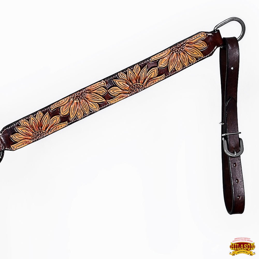 HILASON Western Horse Headstall &amp; Breast Collar American Leather Floral Carving