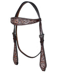 Hand-Carved Leather Western Headstall And Breast Collar Set For Training And Showing