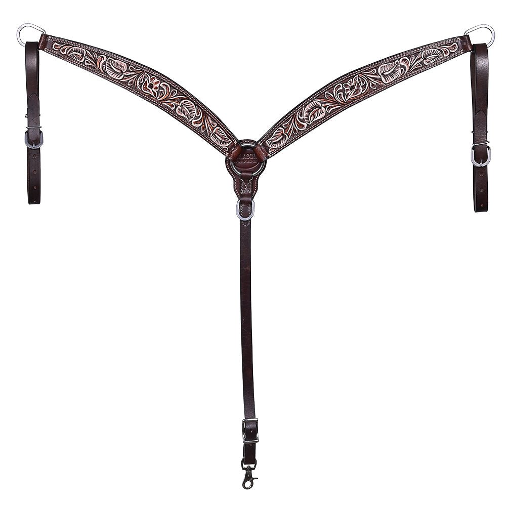 Hand-Carved Leather Western Headstall And Breast Collar Set For Training And Showing