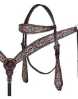 Hand-Carved Leather Western Headstall And Breast Collar Set For Training And Showing