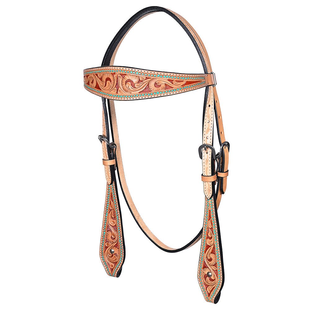 Hand-Carved Leather Western Headstall And Breast Collar Set For Training And Showing