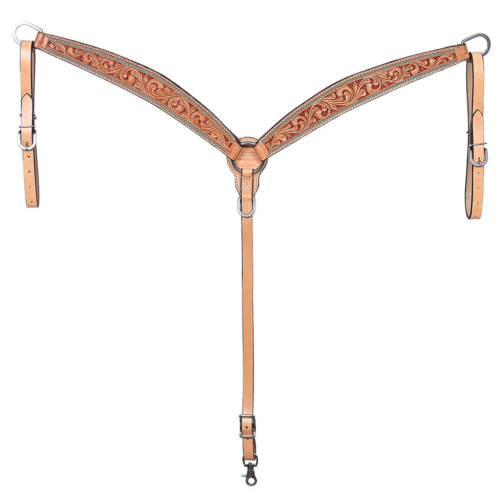 Hand-Carved Leather Western Headstall And Breast Collar Set For Training And Showing