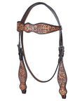 Hand-Carved Leather Western Headstall And Breast Collar Set For Training And Showing