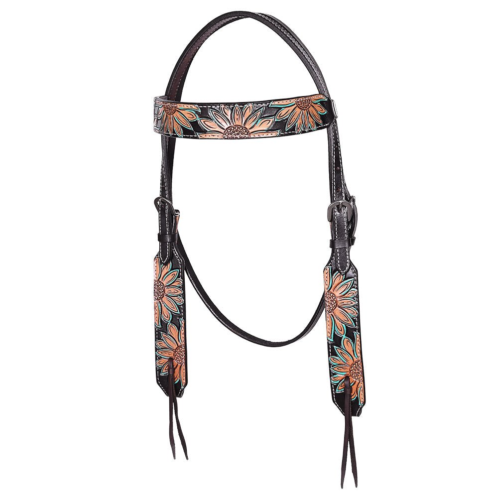 HILASON Western Horse Headstall &amp; Breast Collar American Leather Floral Carving