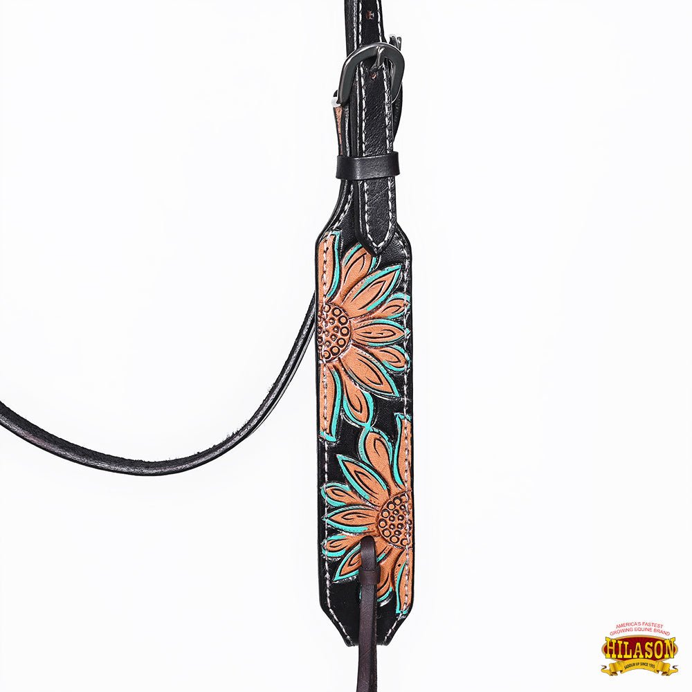 HILASON Western Horse Headstall &amp; Breast Collar American Leather Floral Carving