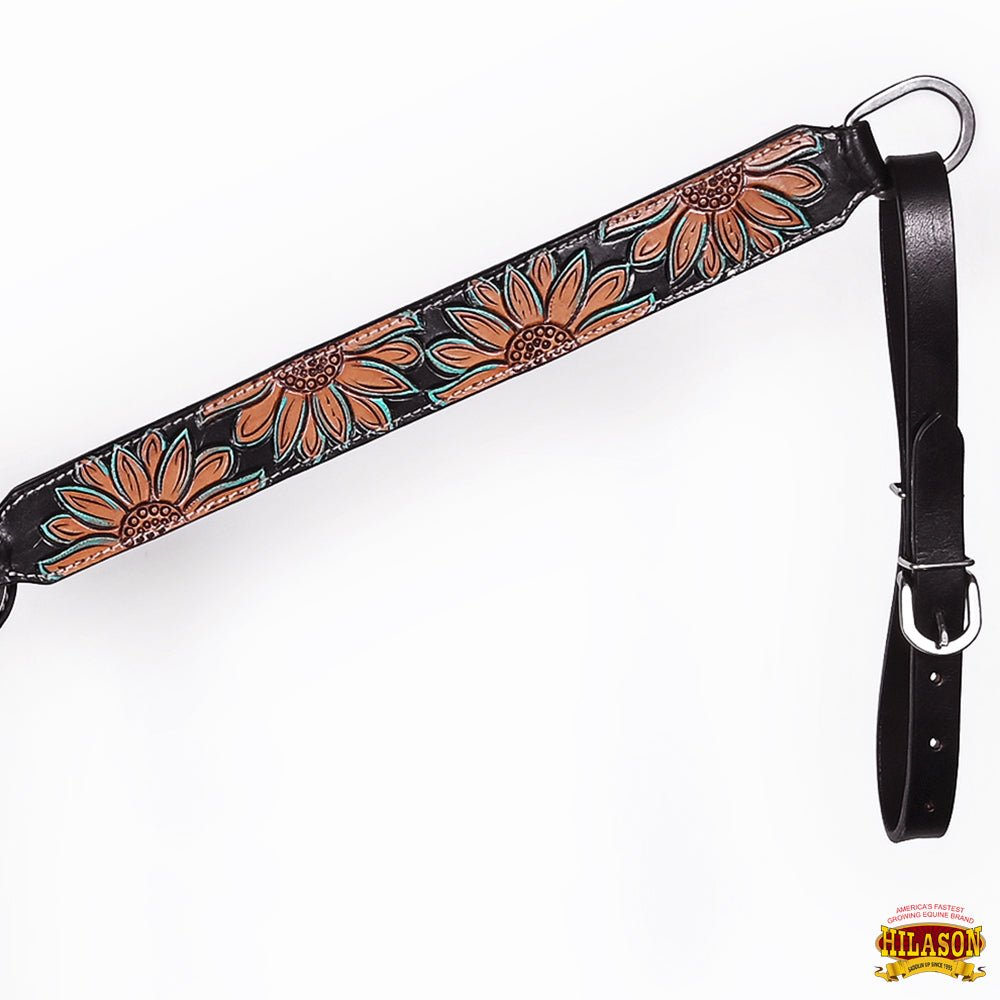 HILASON Western Horse Headstall &amp; Breast Collar American Leather Floral Carving