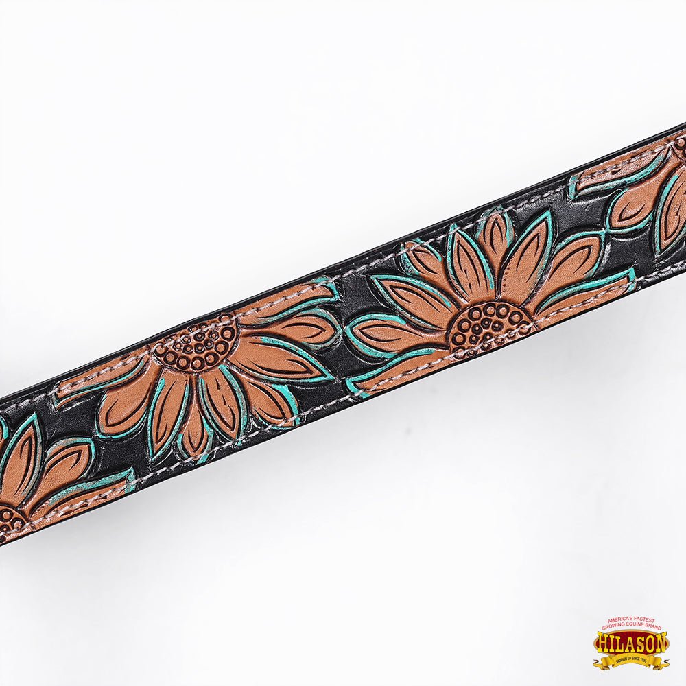 HILASON Western Horse Headstall &amp; Breast Collar American Leather Floral Carving