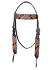 HILASON Western Horse Hand Carved American Leather Breast Collar Headstall