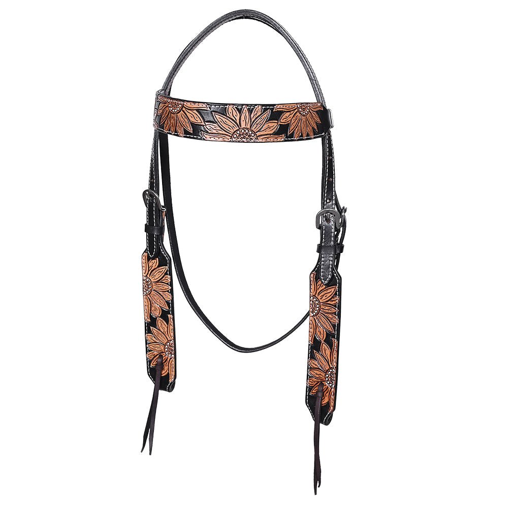 HILASON Western Horse Headstall &amp; Breast Collar American Leather Floral Carving