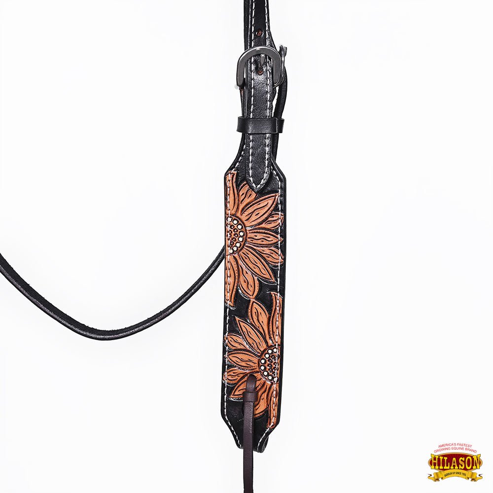 HILASON Western Horse Headstall &amp; Breast Collar American Leather Floral Carving