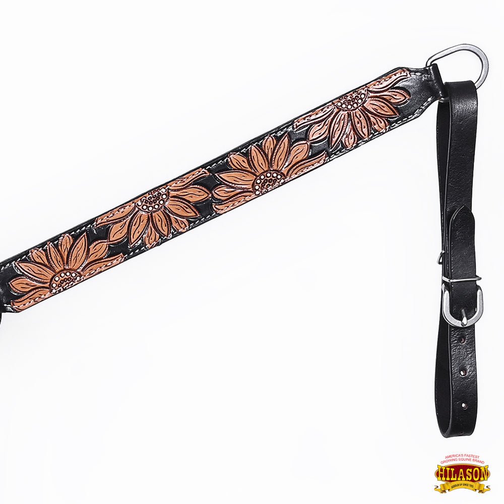 HILASON Western Horse Headstall &amp; Breast Collar American Leather Floral Carving