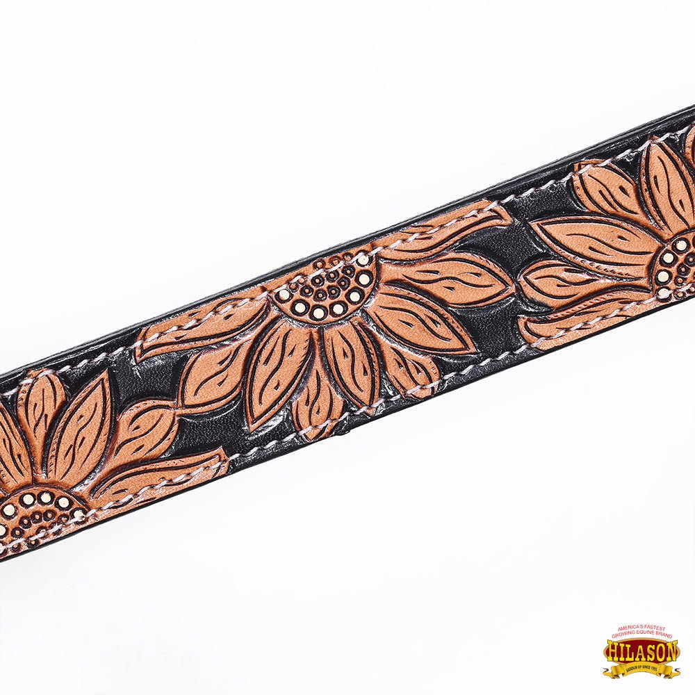 HILASON Western Horse Headstall &amp; Breast Collar American Leather Floral Carving