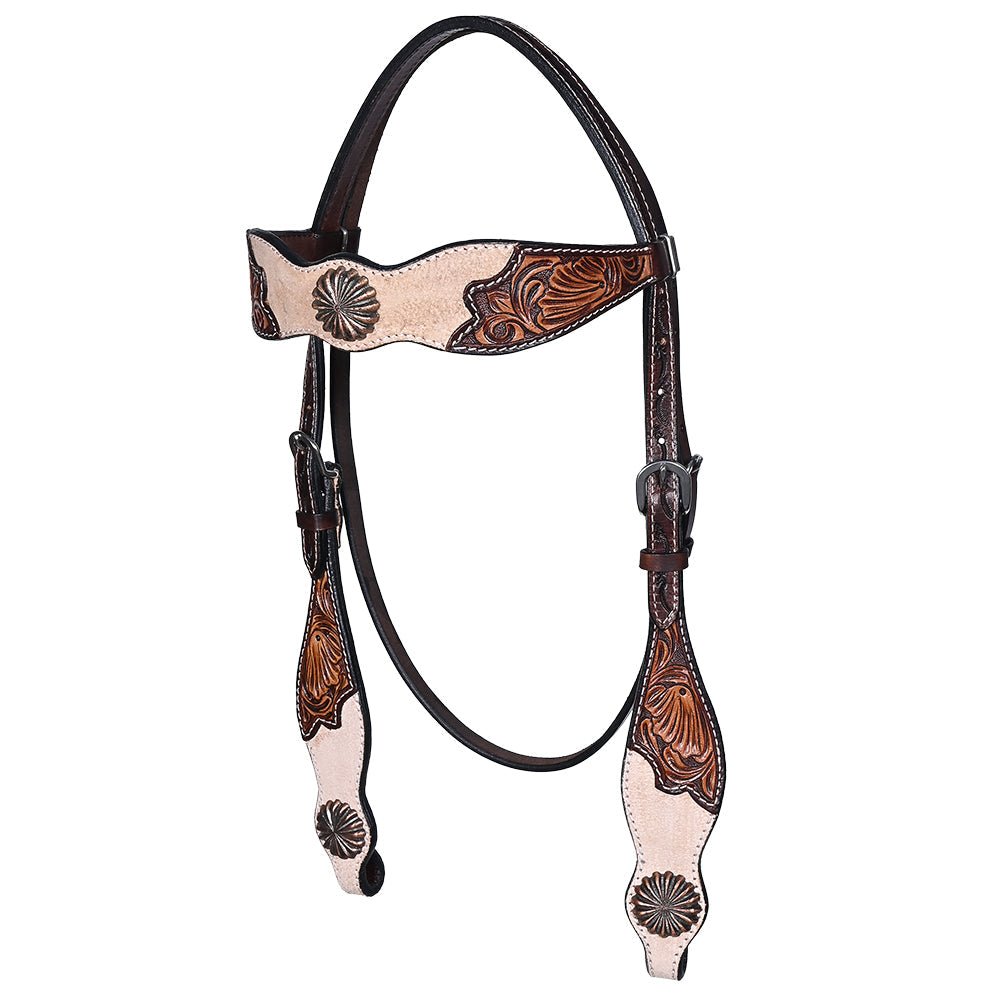 HILASON Western Horse Headstall &amp; Breast Collar American Leather Floral Carving