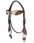 HILASON Western Horse Headstall & Breast Collar American Leather Floral Carving