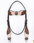 HILASON Western Horse Headstall & Breast Collar American Leather Floral Carving