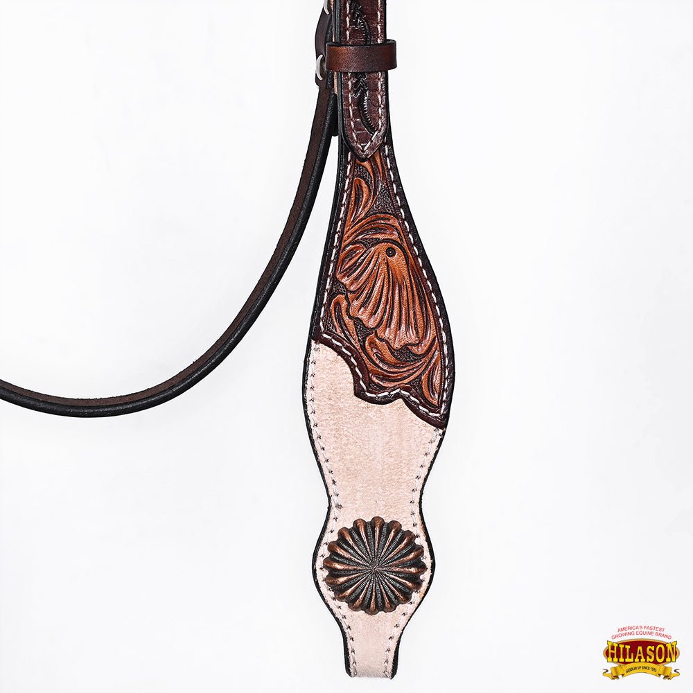 HILASON Western Horse Headstall &amp; Breast Collar American Leather Floral Carving
