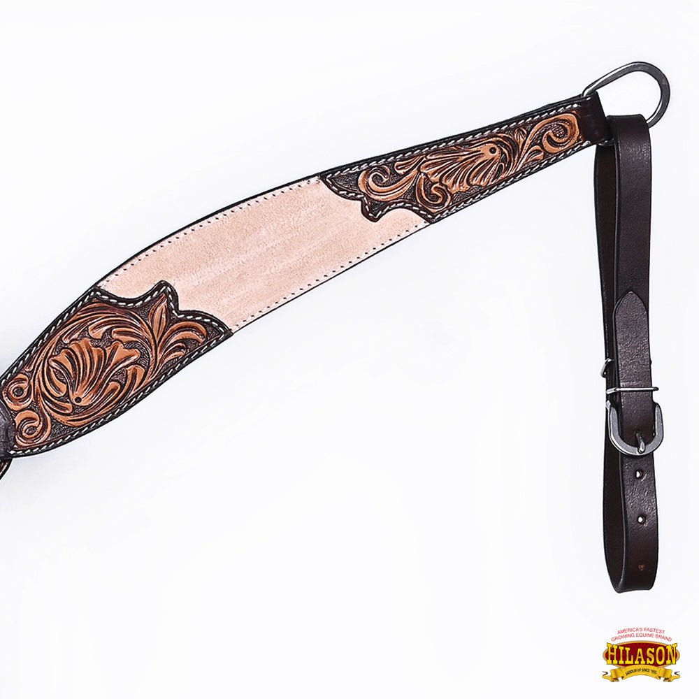 HILASON Western Horse Headstall &amp; Breast Collar American Leather Floral Carving